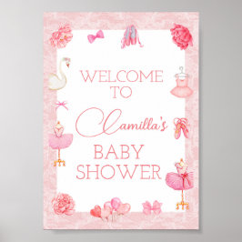 Välkomstskylt för Editable Ballerina Party Poster