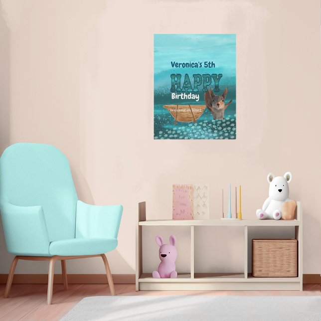 Välkomstskylt för ekorre poster (Squirrel Birthday Welcome Sign)