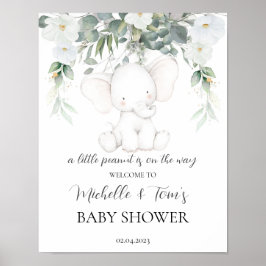 Välkomstskylt för elefant könsuppehållande babysko poster
