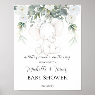 Välkomstskylt för elefant könsuppehållande babysko poster