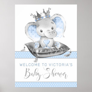 Välkomstskylt för Elefantprinsens baby shower Poster