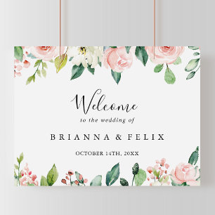 Välkomstskylt för elegant Blommigt hösten Bröllop Poster