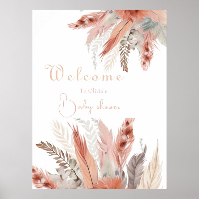 Välkomstskylt för elegant bohoPampas-gräsklipp Poster (Framsidan)