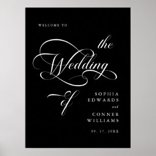 Välkomstskylt för elegant Classy Bröllop Black Poster