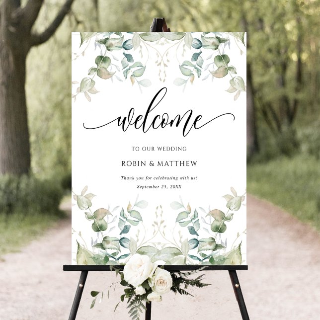 Välkomstskylt för elegant Eucalyptus Greenery Poster (Skapare uppladdad)