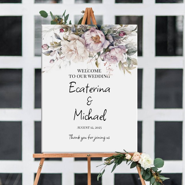 Välkomstskylt för elegant grönt och bröllop poster (Skapare uppladdad)