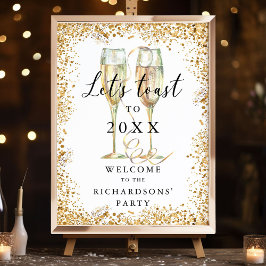 Välkomstskylt för elegant Guld Glitter Poster