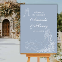 Välkomstskylt för elegant Hand plockade Dusty Blue