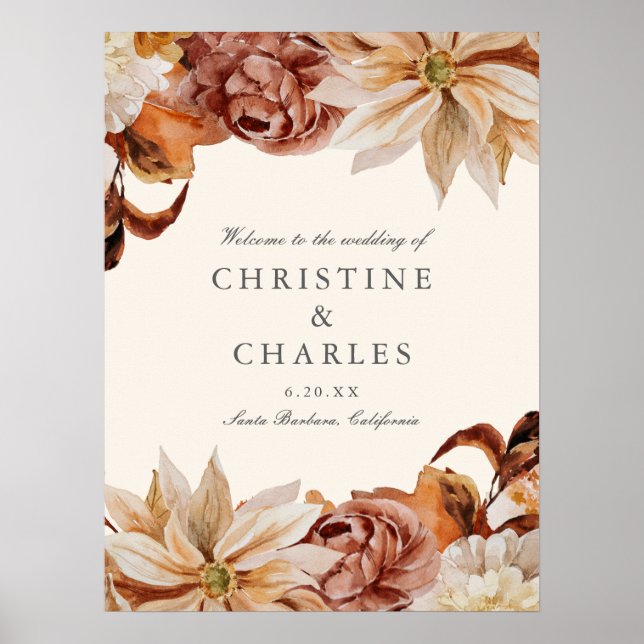 Välkomstskylt för elegant Höger vattenfärg Bröllop Poster (Framsidan)