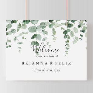 Välkomstskylt för elegant minimalistisk eukalyptus poster