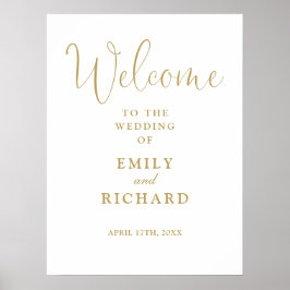 Välkomstskylt för elegant Modern Guld Bröllop Poster