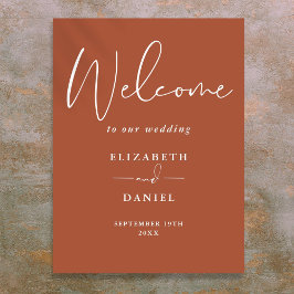 Välkomstskylt för elegant Modern Terracotta Bröllo Poster