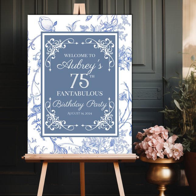 Välkomstskylt för elegant ReEmergency Blue blommig Poster (Skapare uppladdad)
