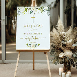 Välkomstskylt för elegant White Flowers Välkommen  Poster