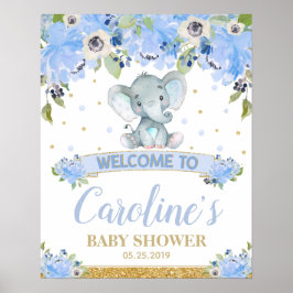 Välkomstskylt för Elephant Baby Shower Pojke Poste Poster