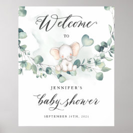 Välkomstskylt för Elephant Baby Shower Poster