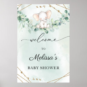 Välkomstskylt för Elephant Greenery Foliage Baby S Poster