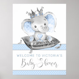 Välkomstskylt för Elephant Prince Baby Shower Poster