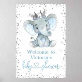 Välkomstskylt för Elephant Prince Glitter Baby Sho Poster