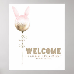 Välkomstskylt för en Bunny Balloon Baby Shower Poster