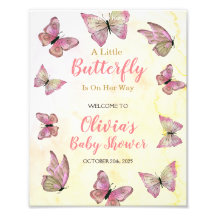 Välkomstskylt för en liten fjäril Baby Shower