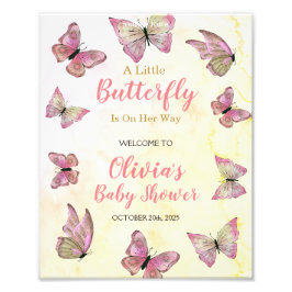 Välkomstskylt för en liten fjäril Baby Shower Fototryck