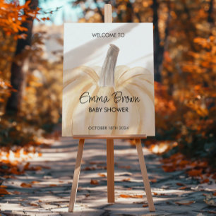 Välkomstskylt för en liten Pumpkin Fall Baby Showe Poster