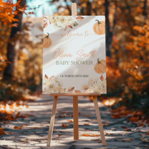 Välkomstskylt för en liten Pumpkin Fall Baby Showe Poster