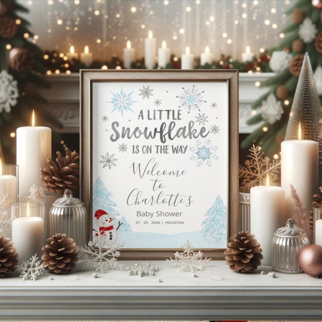 Välkomstskylt för en liten snöflinga Blue Baby Sho Poster (Skapare uppladdad)