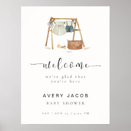 Välkomstskylt för enkel Boho Baby Shower Clothes Poster