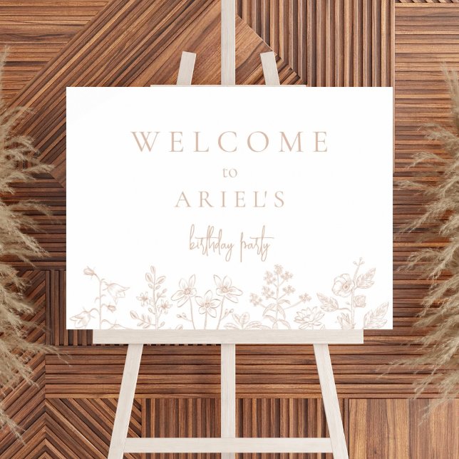 Välkomstskylt för enkel elegant blommigt-födelseda poster (Skapare uppladdad)