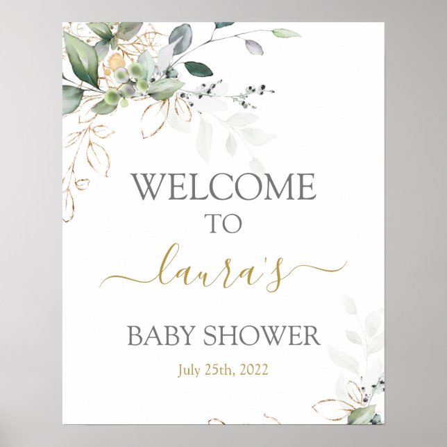 Välkomstskylt för enkel Grey Baby Shower Poster (Framsidan)