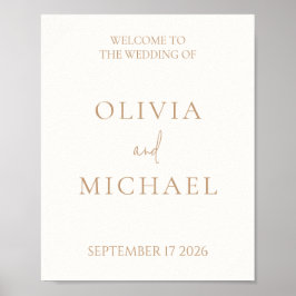 Välkomstskylt för enkel ivoriansk och modern Bröll Poster