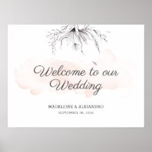 Välkomstskylt för enkel romantisk blommigt bröllop