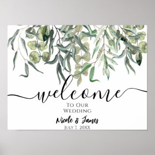 Välkomstskylt för Eucalyptus Greenery Minimal Bröl Poster