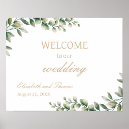 Välkomstskylt för Eucalyptus Löv Elegant bröllop Poster