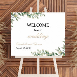 Välkomstskylt för Eucalyptus Löv Elegant bröllop Poster