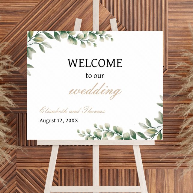 Välkomstskylt för Eucalyptus Löv Elegant bröllop Poster (Skapare uppladdad)