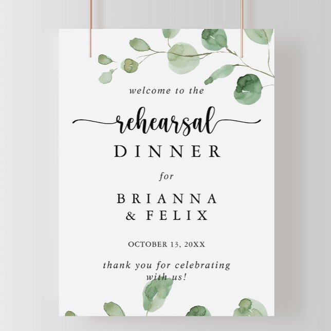 Välkomstskylt för Eucalyptus Rehearsal Dinner Poster (Skapare uppladdad)