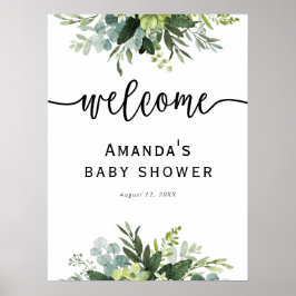 Välkomstskylt för Eukalyptus-baby shower Poster