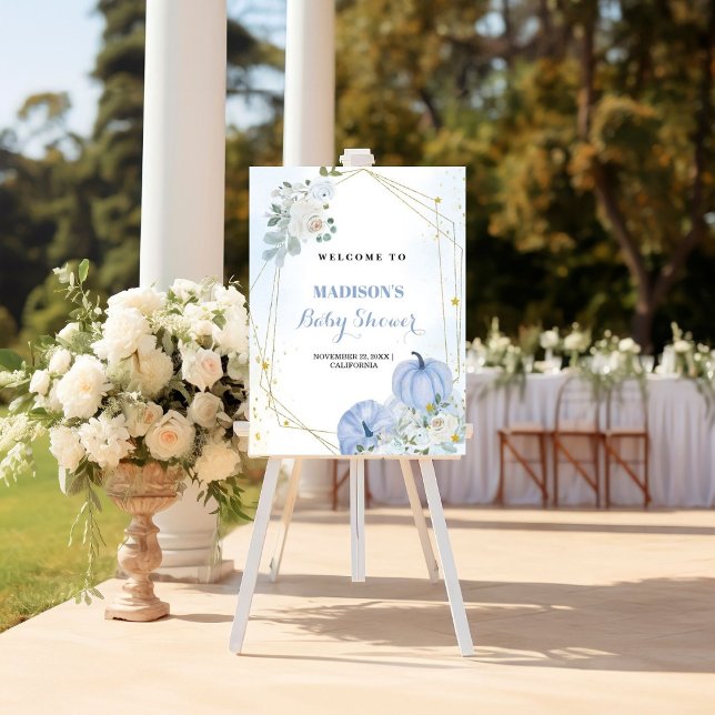 Välkomstskylt för Fall Blue Pumpkin Boy Baby Poster (Skapare uppladdad)