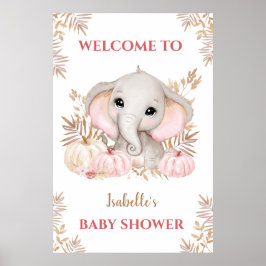 Välkomstskylt för Fall Girl Elephant Baby Shower Poster