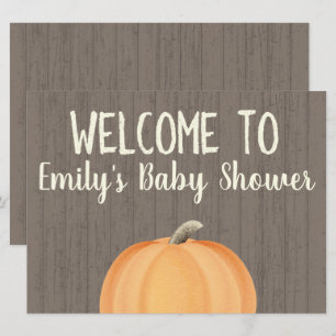 Välkomstskylt för Fall Pumpkin Baby Shower Inbjudningar