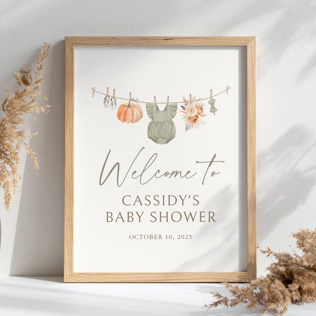 Välkomstskylt för Fall Pumpkin Barnkläder Baby Sho Poster (Skapare uppladdad)