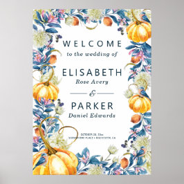 Välkomstskylt för Fall Pumpkin Bröllop Poster