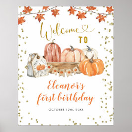 Välkomstskylt för Fall Pumpkin Patch Birthday Poster
