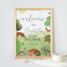 Välkomstskylt för färgade kute-trädsdjur Party Poster