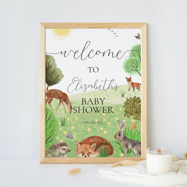 Välkomstskylt för färgade kute-trädsdjur Party Poster (Skapare uppladdad)