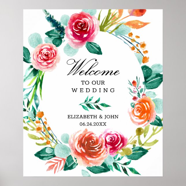 Välkomstskylt för färgade Vår Vibes Bröllop Poster (Framsidan)