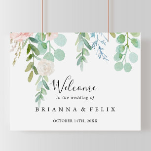 Välkomstskylt för färggrann Tropical Blommigt Bröl Poster
